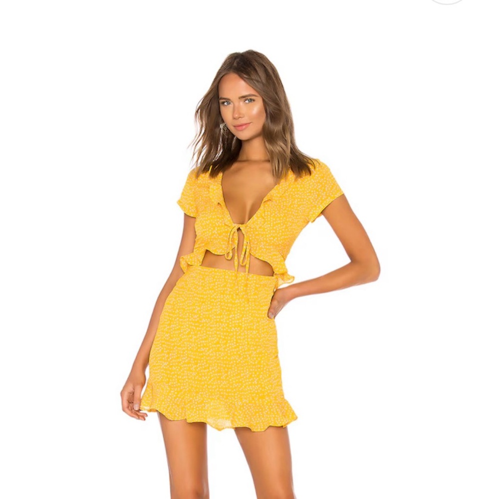 Superdown x Revolve Yellow polka dot spring summer dress